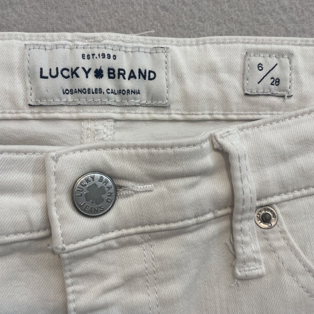 Lucky Brand Ava Skinny Jeans Pants WHITE Raw Hem Sz 6/26 Ankle Crop Women's EUC‎ - Picture 4 of 9